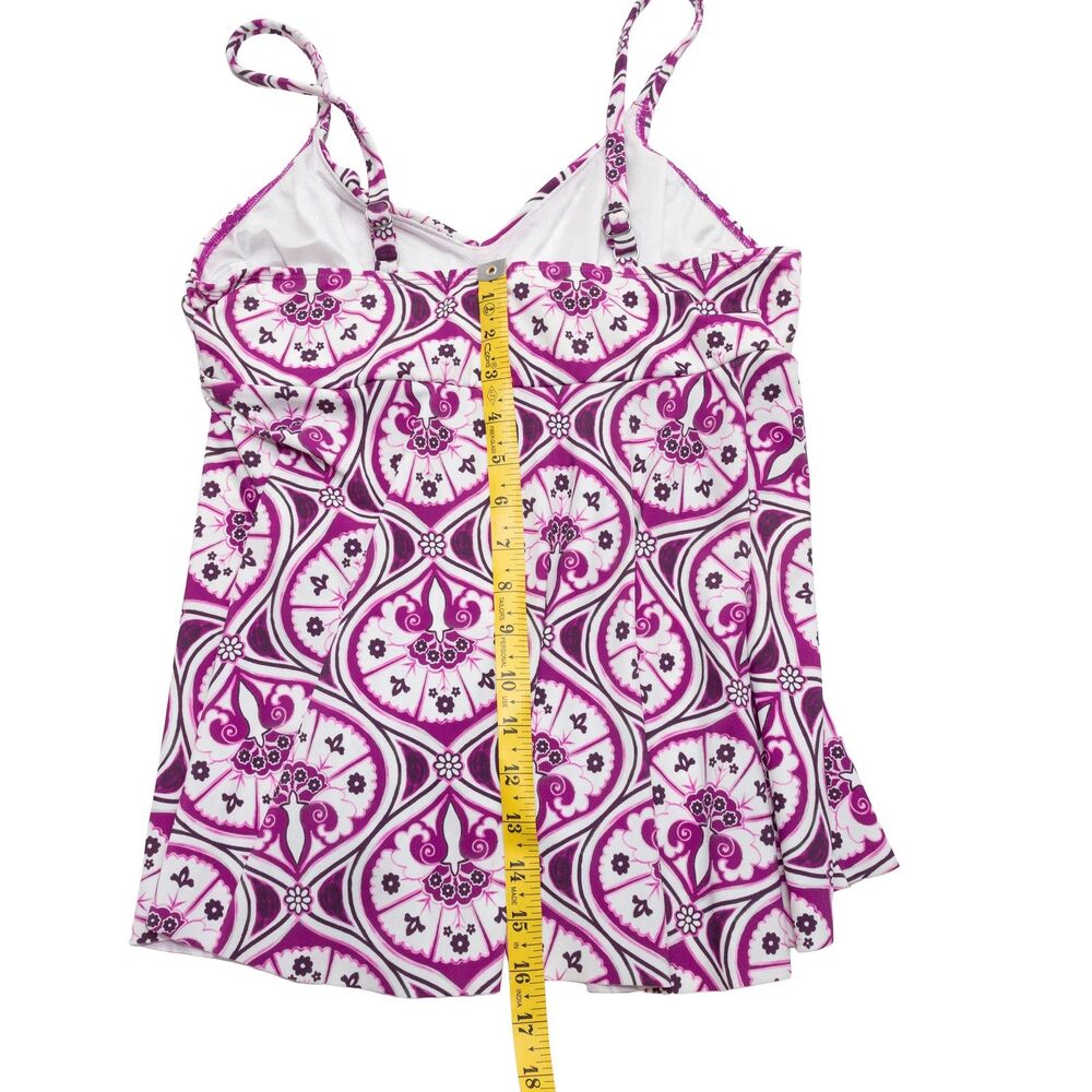 Swim Solutions Sz 12‎ Women's Magenta White Patterned Underwire Tankini Swim Top - Picture 6 of 6